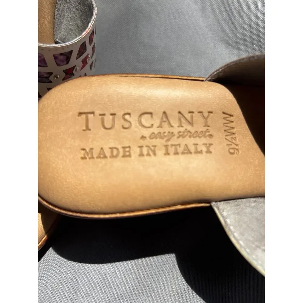 Tuscany by Easy Street Viniko Sandals 9.5 W Leather Never Worn Comfort Shoe Boho